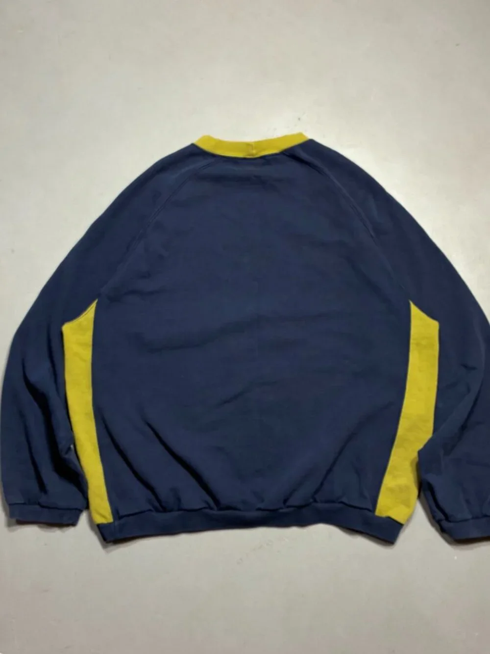 Nike Vintage 90s Colorblock Crewneck Sweatshirt, Navy/Chartreuse, Made in USA